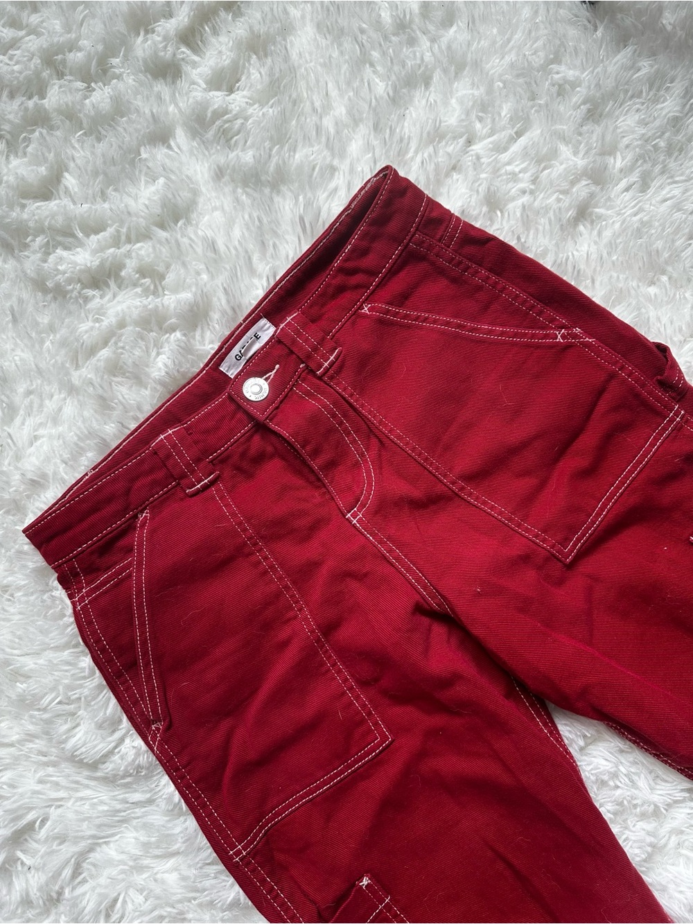 Garage Red Pants with White Contrast Stitching